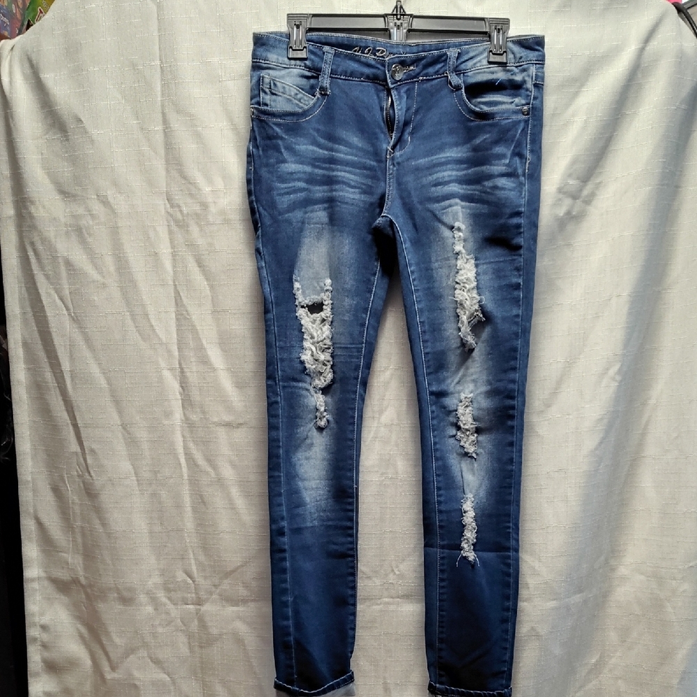 VIP Distressed Blue Skinny Jeans